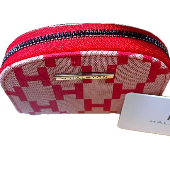 Halston Heritage Red Zip Dome Patterned Pouch - Picture 4 of 7